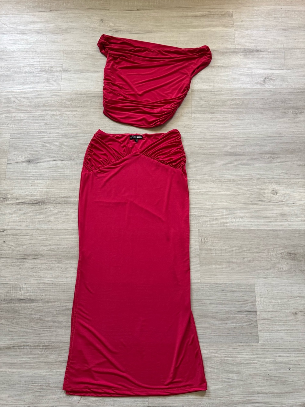 Two-Piece Red Maxi Skirt Set